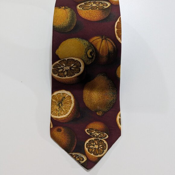 Yves Saint Laurent Vintage Silk Tie Orange Citrus Pattern - Picture 4 of 9